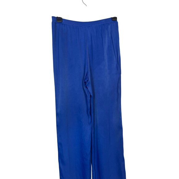 Zara XS Royal Blue Satiny Blend Wide-Leg Pants Elastic Waistband & Front Pockets - Picture 15 of 16